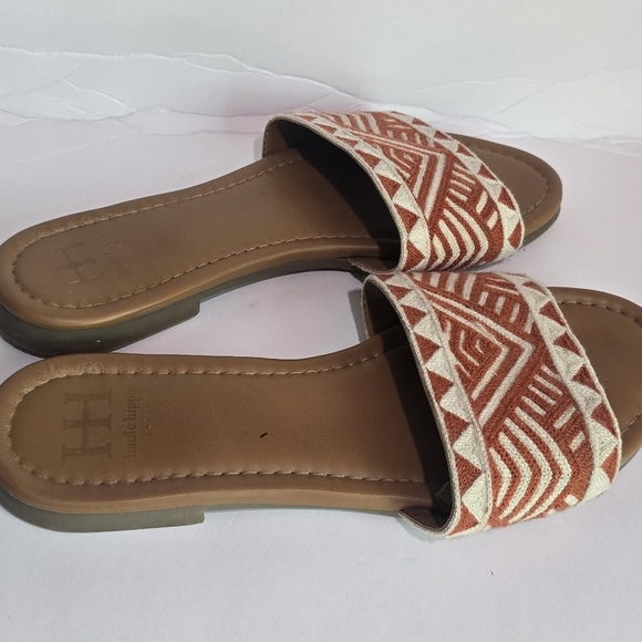 Haute Hippie Shoes - Haute Hippie Boho Embroidered Slide Slip On Sandals Geometric Vacation, Sz 9.5